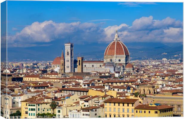 Panoramic view of the city of Florence from Michelangelo Square in Italy Canvas Print by Chun Ju Wu