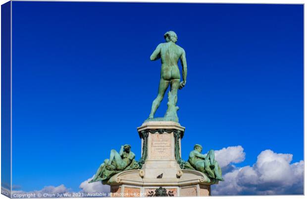 Piazzale Michelangelo (Michelangelo Square) with bronze statue of David, the square with panoramic view of Florence, Italy Canvas Print by Chun Ju Wu