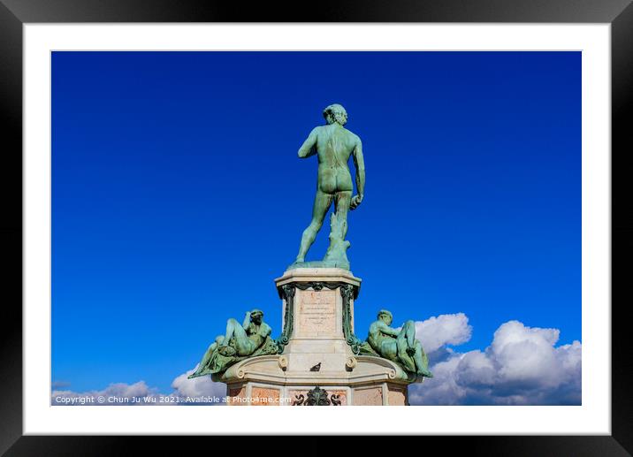 Piazzale Michelangelo (Michelangelo Square) with bronze statue of David, the square with panoramic view of Florence, Italy Framed Mounted Print by Chun Ju Wu