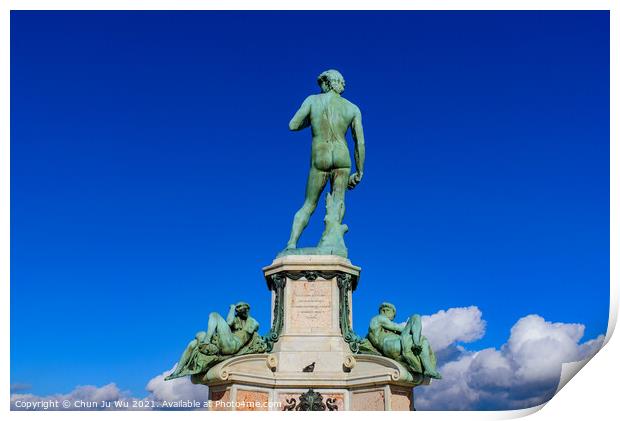 Piazzale Michelangelo (Michelangelo Square) with bronze statue of David, the square with panoramic view of Florence, Italy Print by Chun Ju Wu