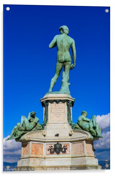 Piazzale Michelangelo (Michelangelo Square) with bronze statue of David, the square with panoramic view of Florence, Italy Acrylic by Chun Ju Wu