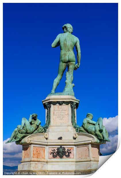 Piazzale Michelangelo (Michelangelo Square) with bronze statue of David, the square with panoramic view of Florence, Italy Print by Chun Ju Wu