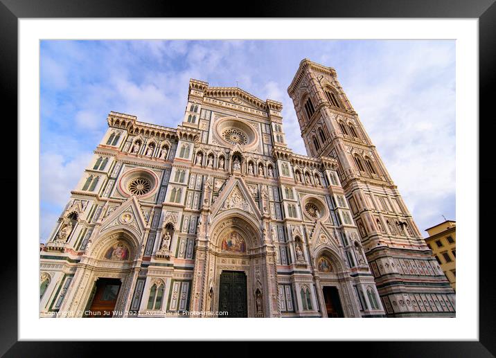 Cathedral of Saint Mary of the Flower (Duomo di Firenze) and Giotto's Campanile in Florence , Italy Framed Mounted Print by Chun Ju Wu