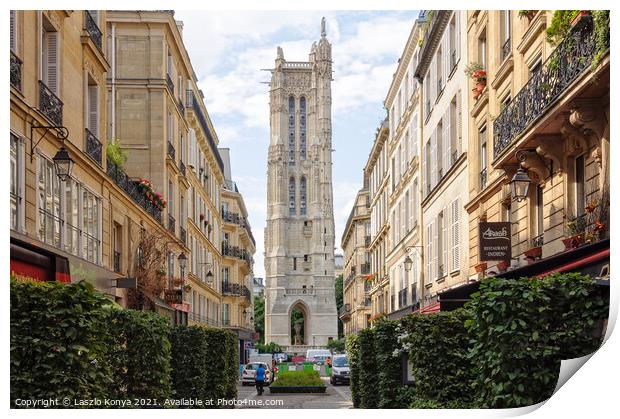 Tour Saint-Jacques  - Paris Print by Laszlo Konya