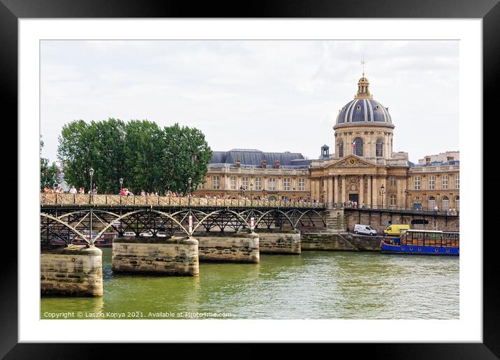 Pont des Arts and Institut de France - Paris Framed Mounted Print by Laszlo Konya