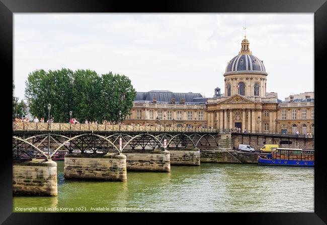 Pont des Arts and Institut de France - Paris Framed Print by Laszlo Konya