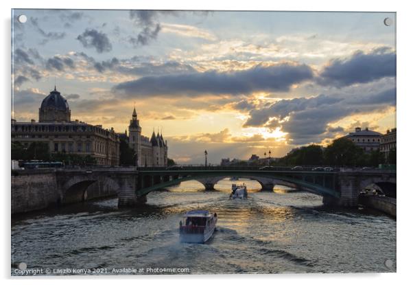 Summer twilight - Paris Acrylic by Laszlo Konya