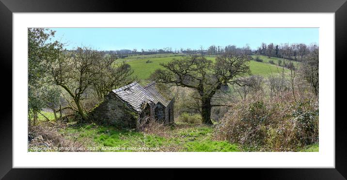 Old Tumbledown building, Waterfall Village Staffor Framed Mounted Print by Philip Brown