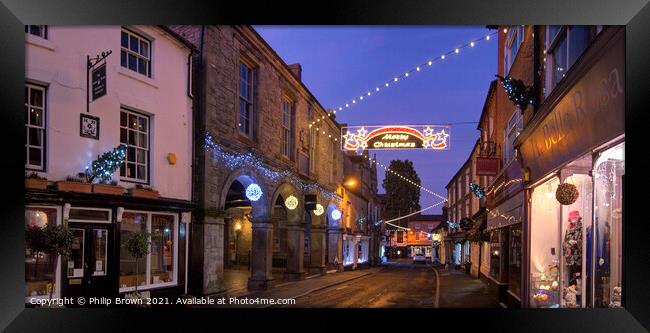 Much Wenlock Christmas lights, Panorama Framed Print by Philip Brown