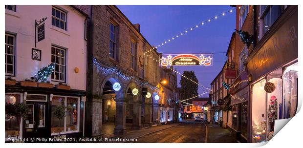 Much Wenlock Christmas lights, Panorama Print by Philip Brown