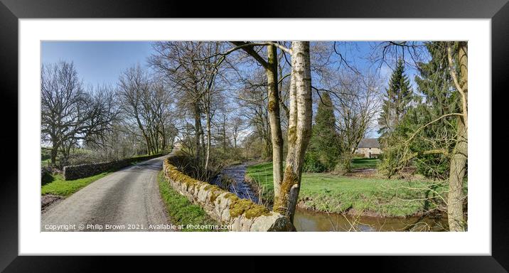 River Hamps over an Old Wall in Staffordshire,  Framed Mounted Print by Philip Brown