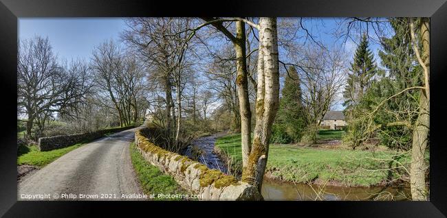 River Hamps over an Old Wall in Staffordshire,  Framed Print by Philip Brown