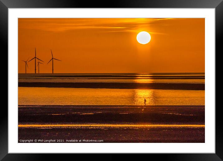 Running in the sunset Crosby Framed Mounted Print by Phil Longfoot