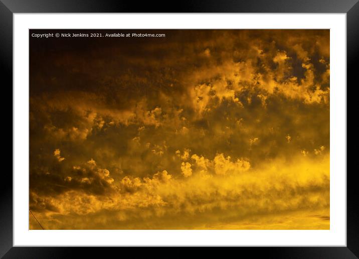 A summer evening sunset sky with amazing clouds Framed Mounted Print by Nick Jenkins