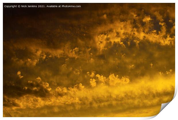 A summer evening sunset sky with amazing clouds Print by Nick Jenkins