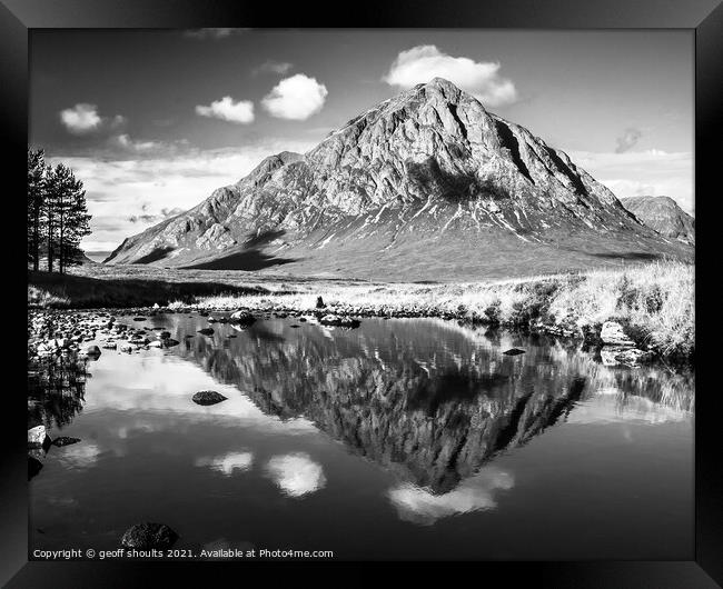 Buchaille, black and white Framed Print by geoff shoults