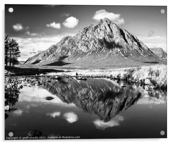 Buchaille, black and white Acrylic by geoff shoults