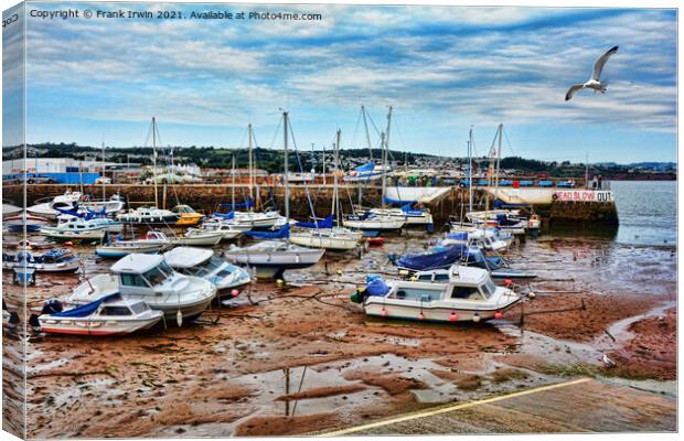 Tide out by harbour entrance Canvas Print by Frank Irwin
