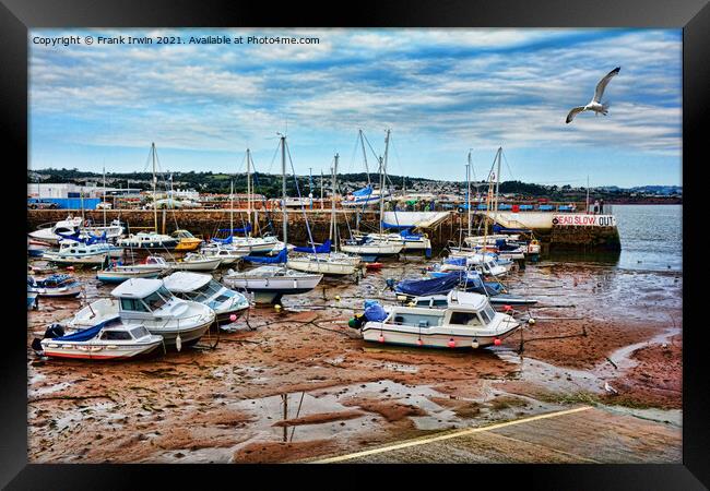 Tide out by harbour entrance Framed Print by Frank Irwin