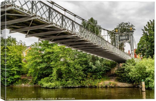 Suspension bridge over the River Dee Chester Canvas Print by Phil Longfoot