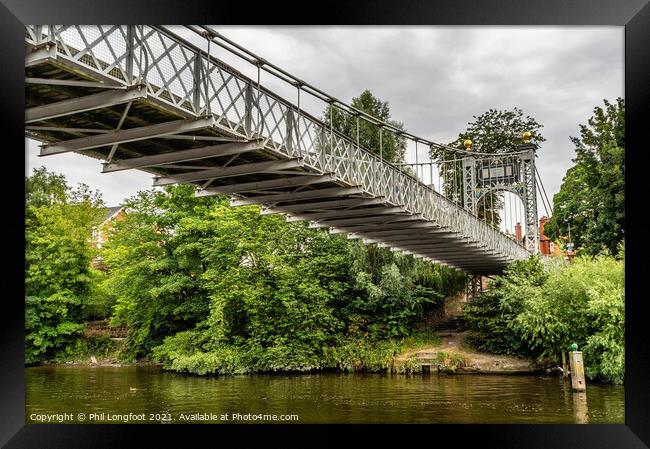 Suspension bridge over the River Dee Chester Framed Print by Phil Longfoot