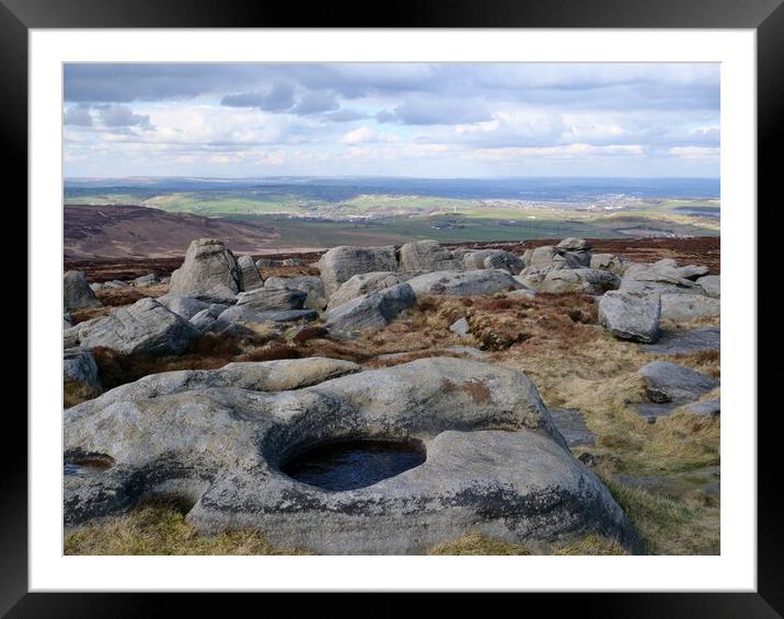 Marsden Moor Moorland rocks Framed Mounted Print by Roy Hinchliffe