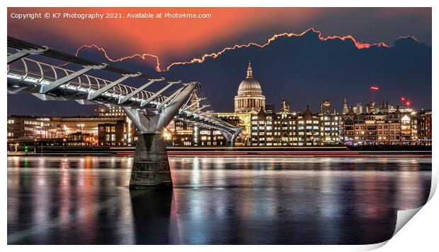 London's Iconic Night View Print by K7 Photography