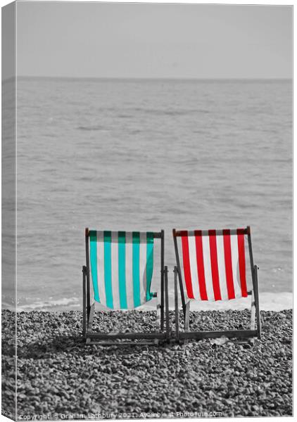 Deck Chairs on Brighton beach Canvas Print by Graham Lathbury