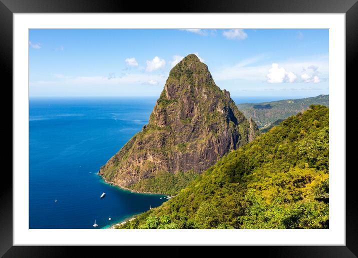Petit Piton - St Lucia Framed Mounted Print by Roger Green