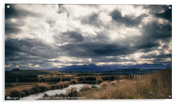 Ruahine Range in New Zealand Acrylic by Anthony Rosner