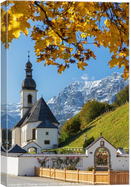 Postcard from Berchtesgaden in the Bavarian Alps  Canvas Print by Thomas Herzog