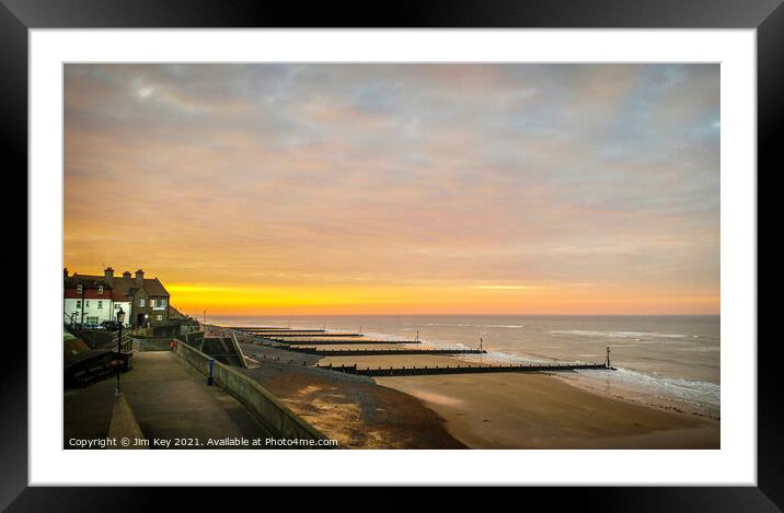 Sunset over Sheringham Promenade Norfolk Framed Mounted Print by Jim Key