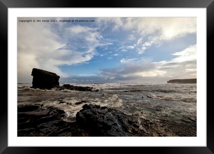 Collywell Bay storm  Framed Mounted Print by Jim Jones
