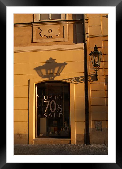 Streetlamp and Shadow, Prague Framed Mounted Print by Serena Bowles