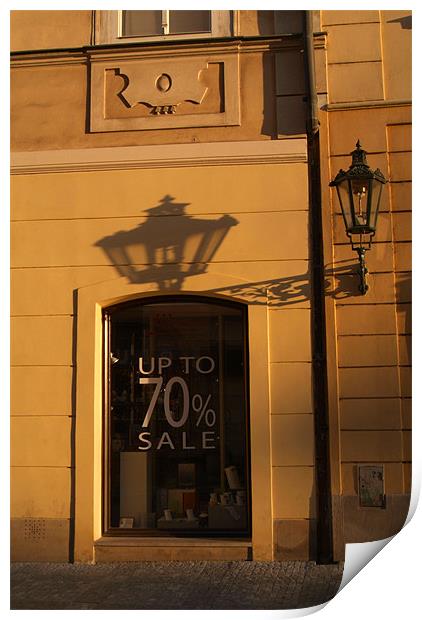 Streetlamp and Shadow, Prague Print by Serena Bowles
