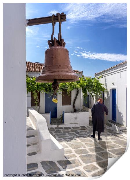 Dryopida alleyway, Kythnos  Greek Islands. Print by Chris North