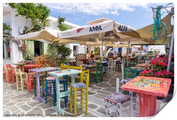  Dryopida tavern, Kythnos Greek Islands.  Print by Chris North