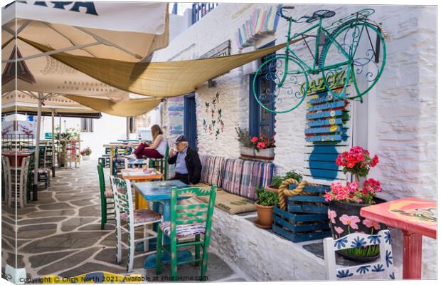 Driopida tavern, Kythnos Island, Greece. Canvas Print by Chris North