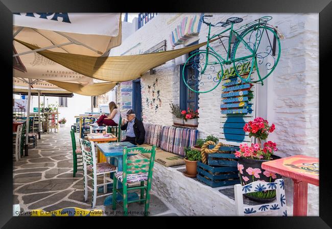 Driopida tavern, Kythnos Island, Greece. Framed Print by Chris North