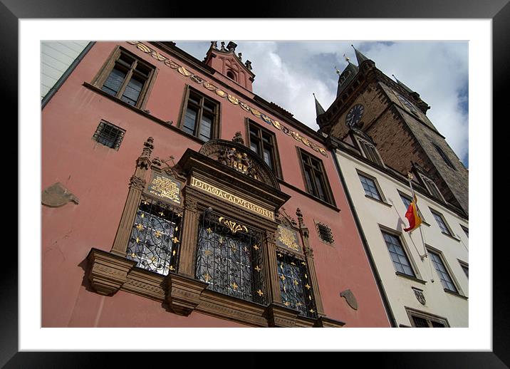 Buildings and Astronomical Clock, Prague Framed Mounted Print by Serena Bowles