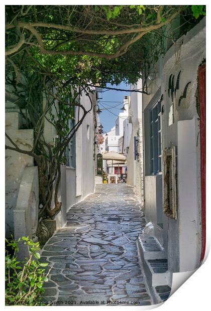 Dryopida backstreet, Kythnos Island Greece. Print by Chris North