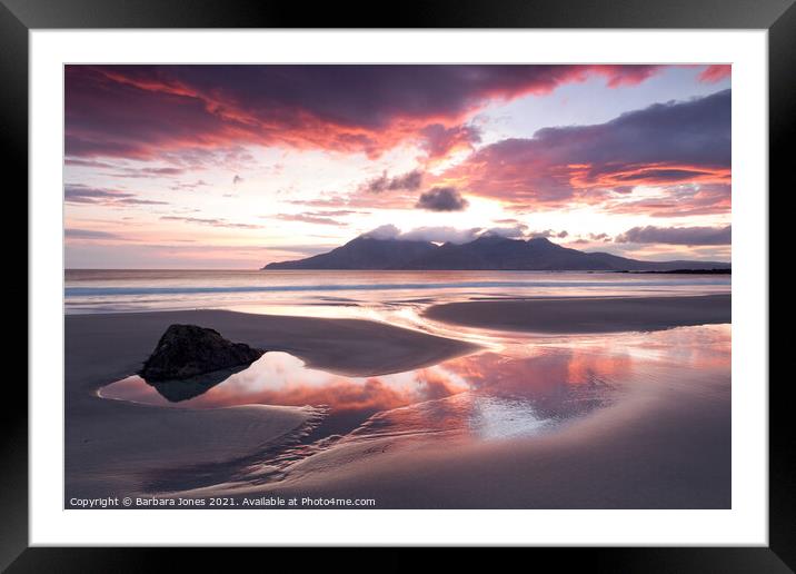Singing Sands at Sunset  Isle of Eigg Scotland. Framed Mounted Print by Barbara Jones