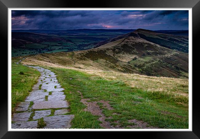 Stormy sunrise over Mam Tor Framed Print by Peter Taylor