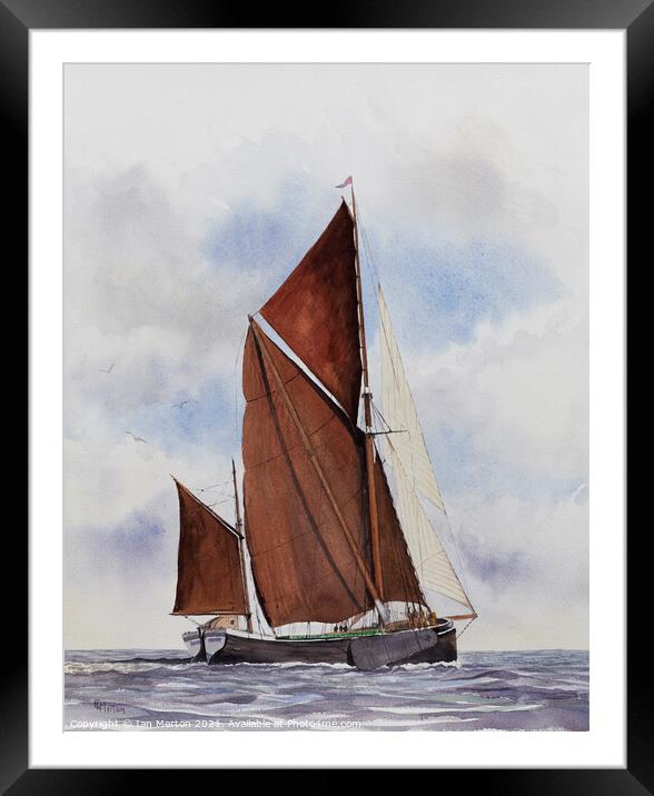 Thames Barge Framed Mounted Print by Ian Merton