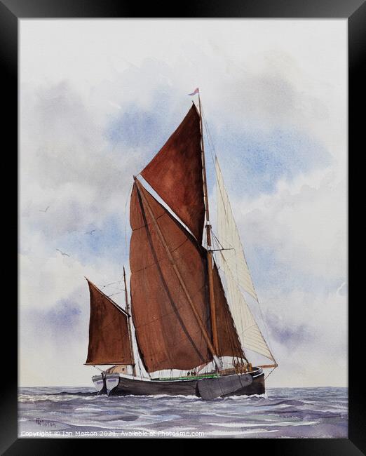 Thames Barge Framed Print by Ian Merton