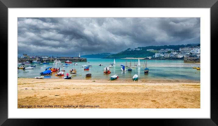 St Ives Harbour Cornwall Framed Mounted Print by Rick Lindley