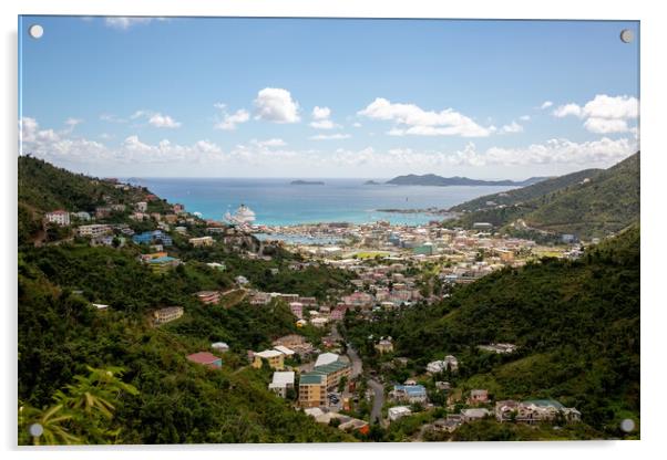 Overlooking Road Town on Tortola Acrylic by Roger Green