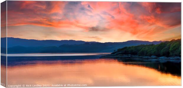 Sunset Loch Sunart Canvas Print by Rick Lindley