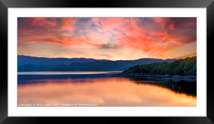Sunset Loch Sunart Framed Mounted Print by Rick Lindley