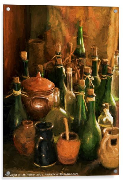 Old Bottles and Jugs Acrylic by Ian Merton